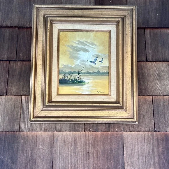 Vintage Duck Pond Oil Painting by Stephen Bellinger (18x16) - Picture 5 of 12